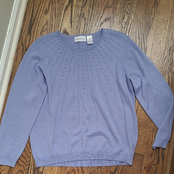 Alfred Dunner Sweaters - Alfred Dunner Women's Lavender Beaded Sweater Size Large